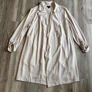 J Jill Wearever Drape Front Long Blazer  Jacket  Khaki Oatmeal Size Large